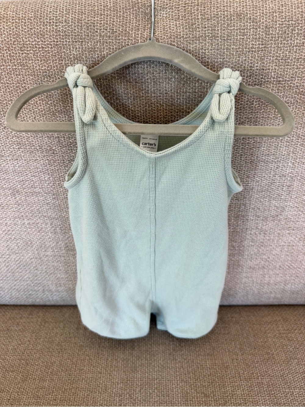 Carter's Mint Green Knit Tie-Shoulder Baby Romper